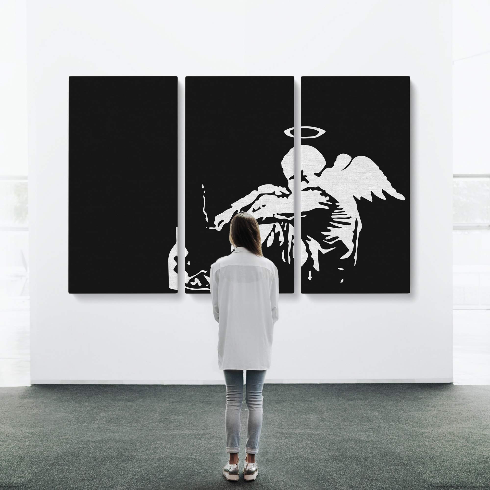 Amazon.com: Banksy Fallen Angel Graffiti Canvas Art Wall Art Home